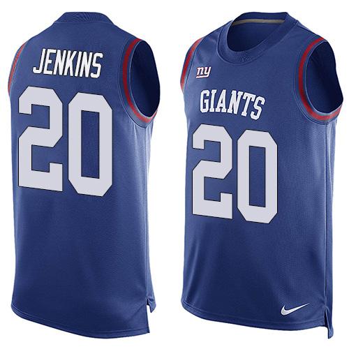 Nike Giants #20 Janoris Jenkins Royal Blue Team Color Men's Stitched NFL Limited Tank Top Jersey - Click Image to Close